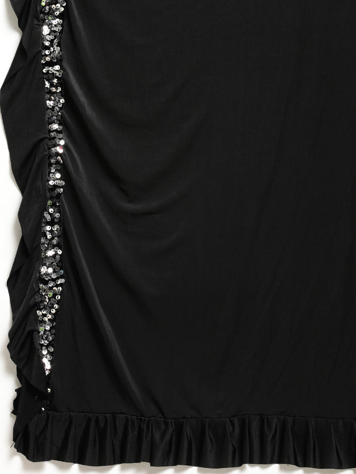 Neerus Black Color Lycra Fabric Drape Saree