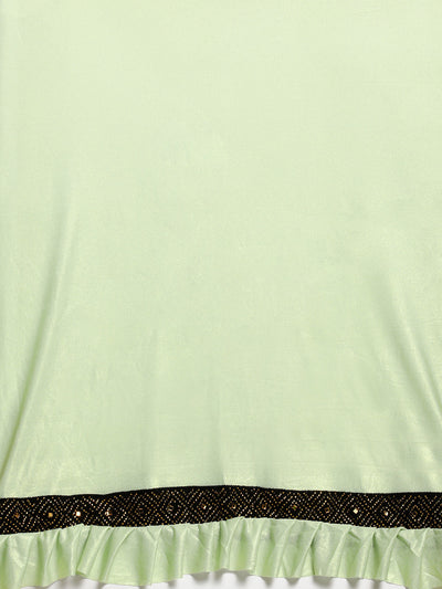 Neeru's Green Solid Ready to Wear Saree With Blouse