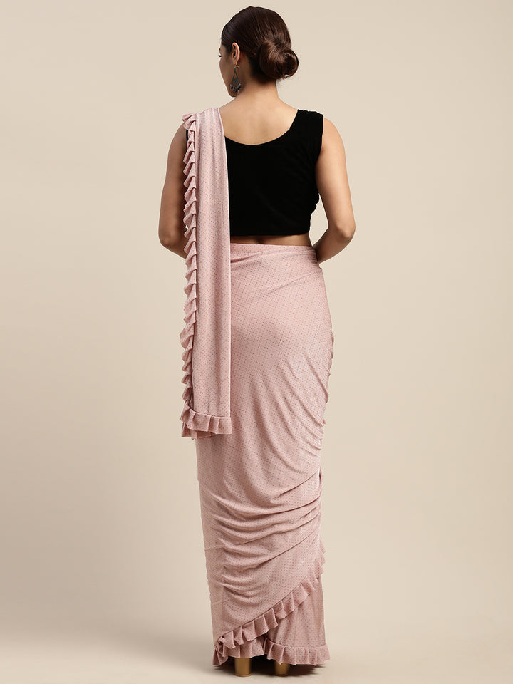 Neerus Peach Embellished Ready To Wear Saree With Blouse