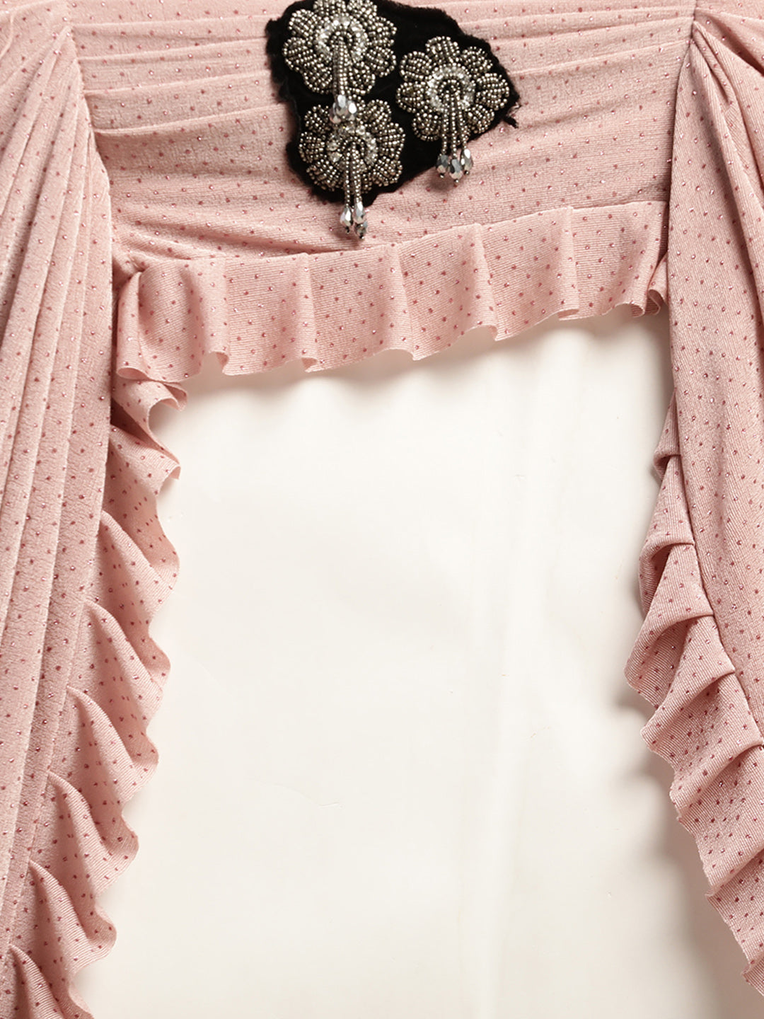 Neerus Peach Embellished Ready To Wear Saree With Blouse