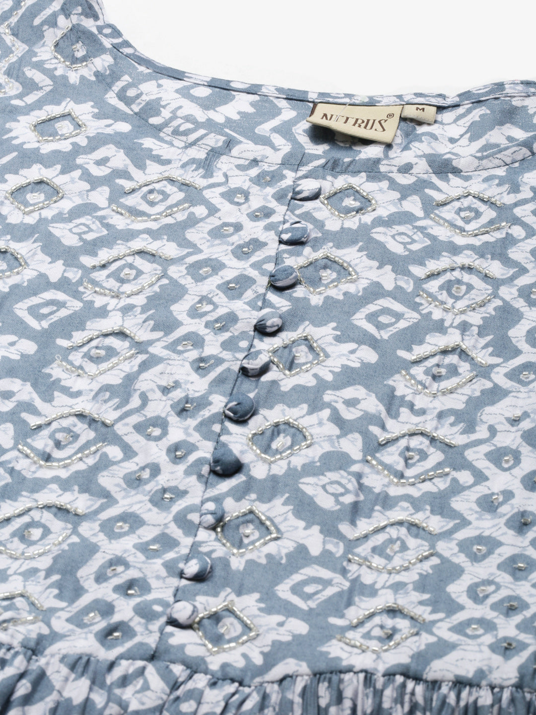 Neerus Blue Maxi Casual Printed Dresses