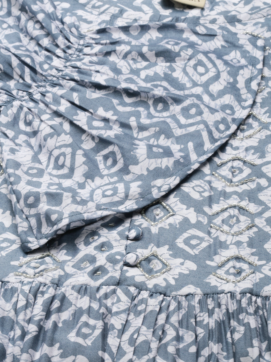 Neerus Blue Maxi Casual Printed Dresses