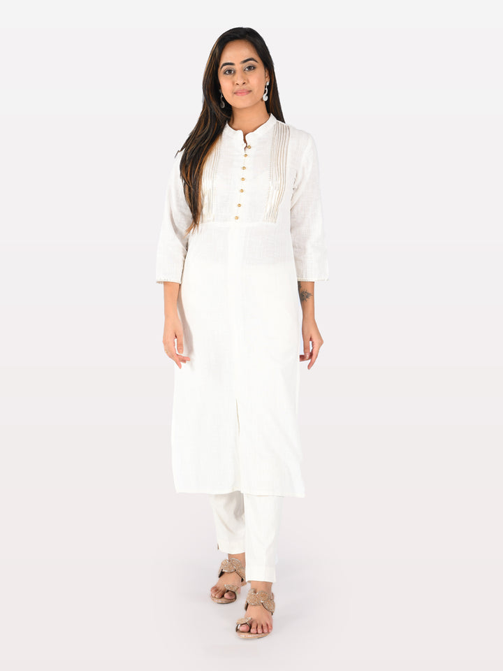 Neerus Pink rayon solid kurti - front view