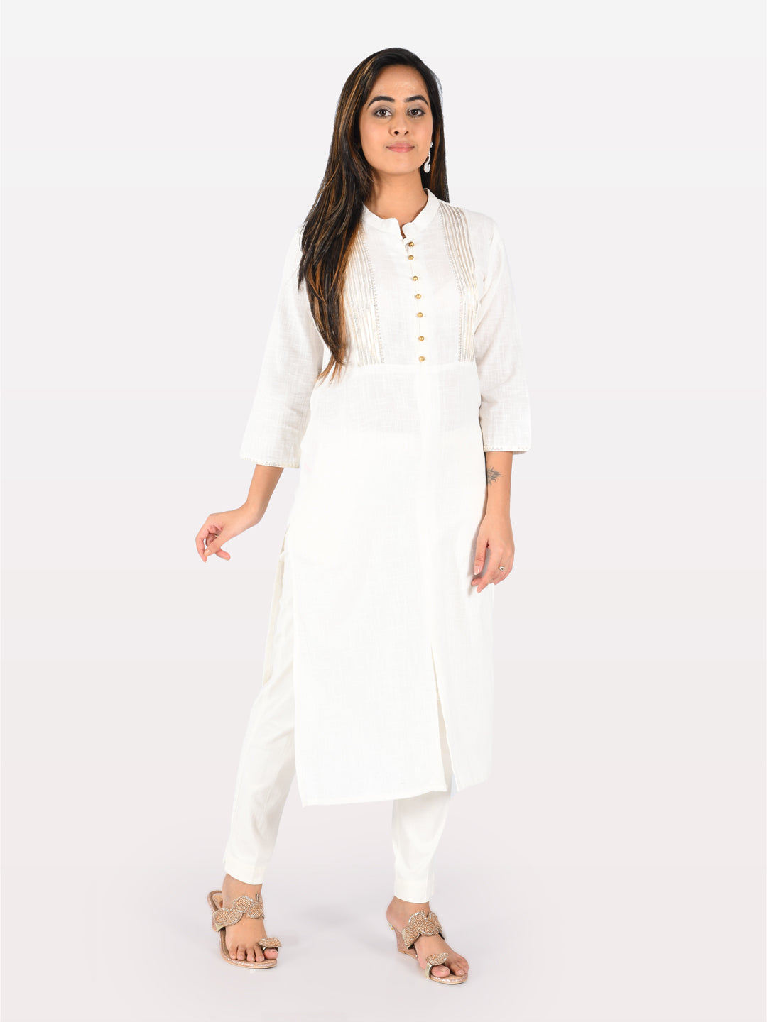 Neerus Pink rayon solid kurti - detail view 1