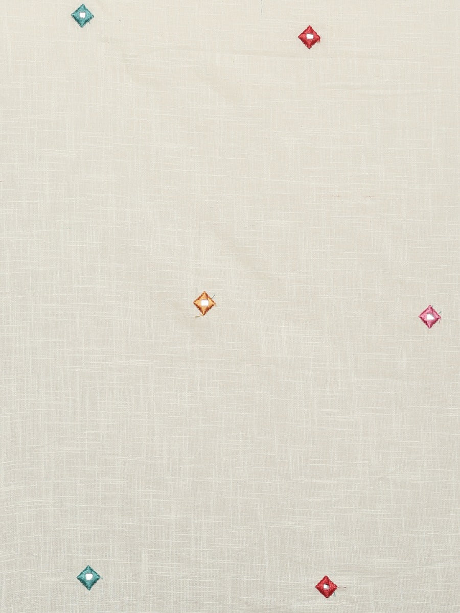 Neerus Beige cotton embroidered kurta - detail view 4