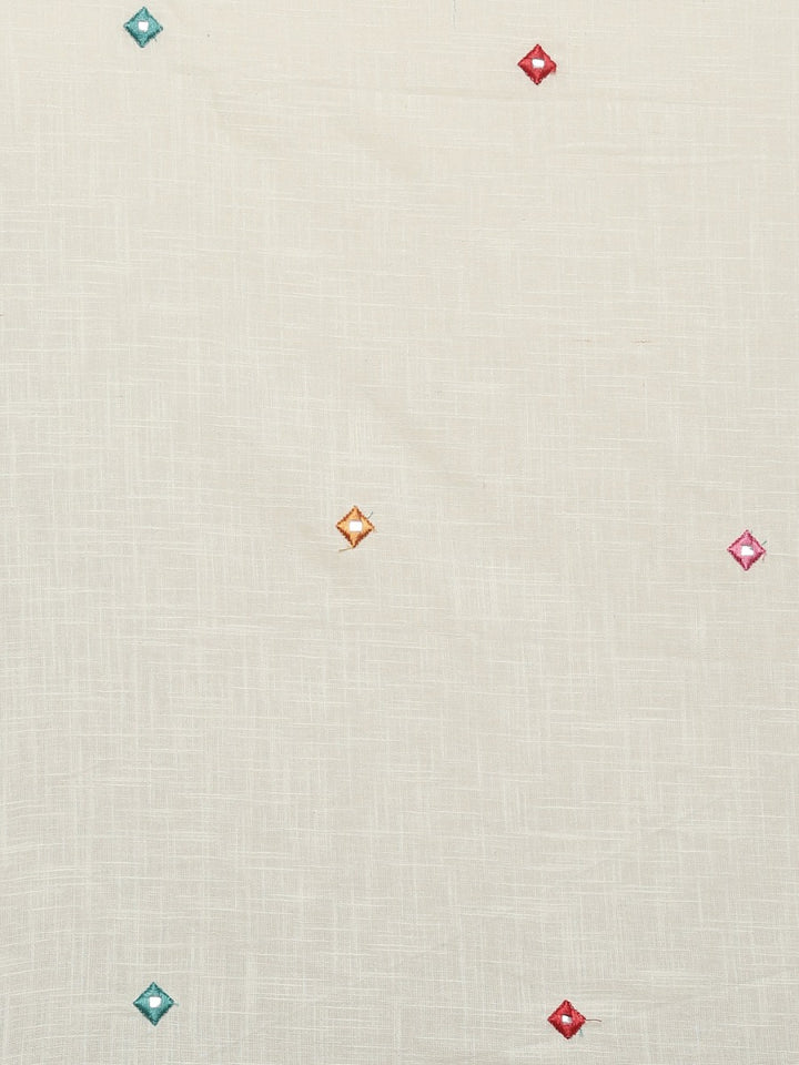 Neerus Beige cotton embroidered kurta - detail view 4