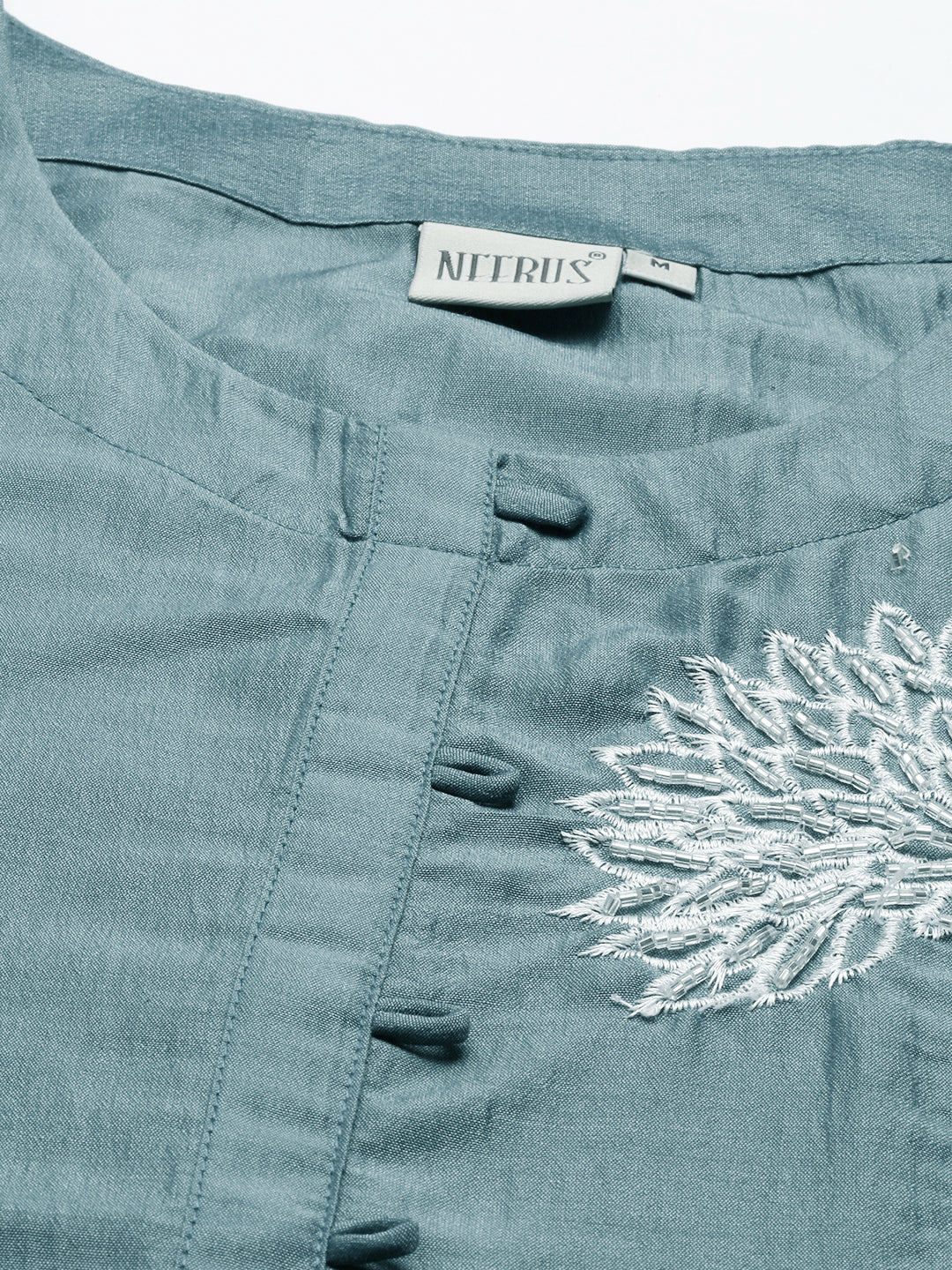 Neerus Grey silk solid kurti - detail view 5