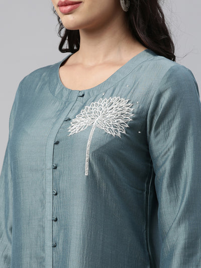 Neeru's Grey Color Silk Fabric Tunic