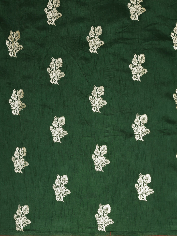 Neerus Green Banarasi woven saree - side view