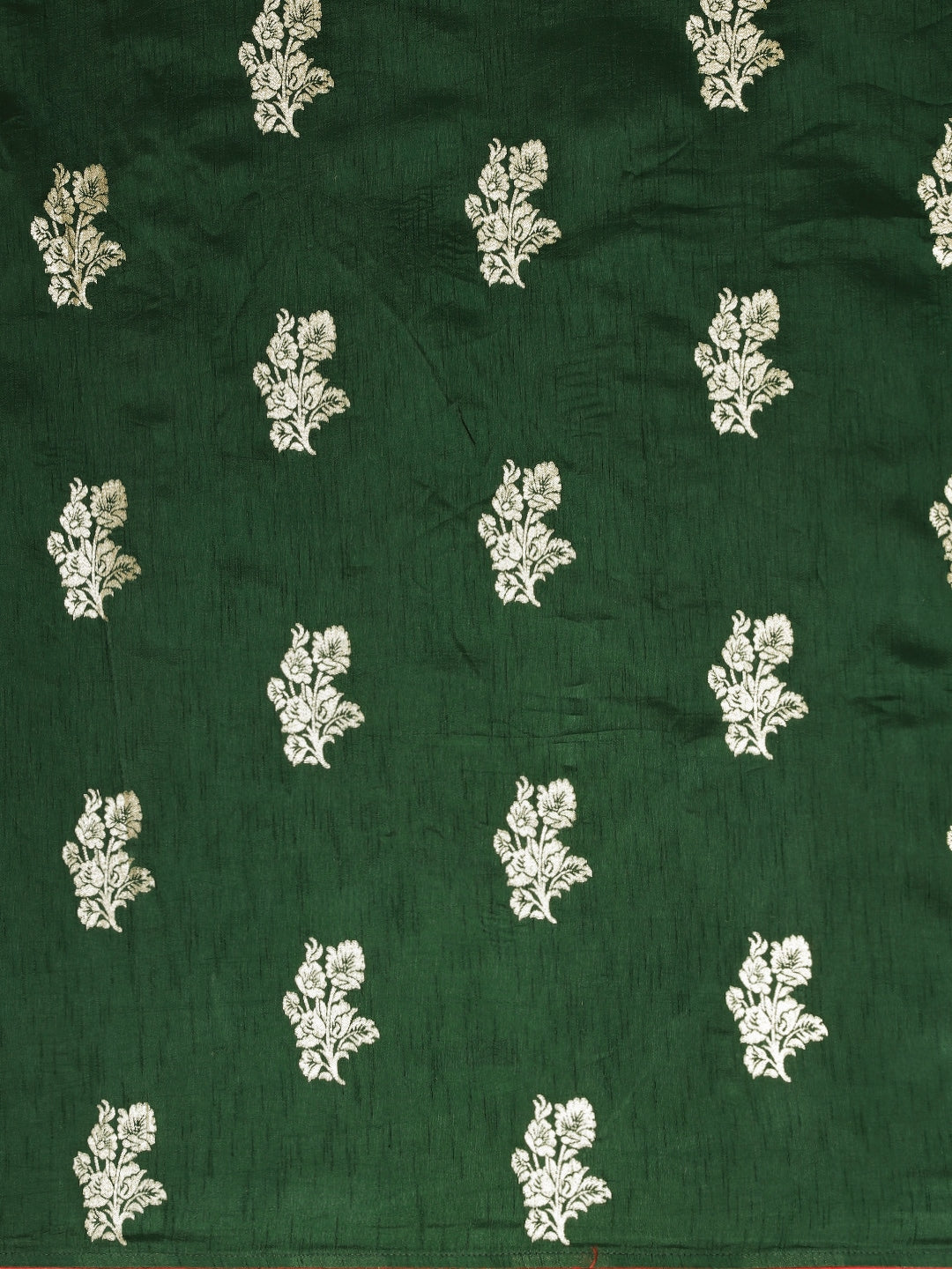 Neeru's Bottle Green Color Banaras Fabric Saree