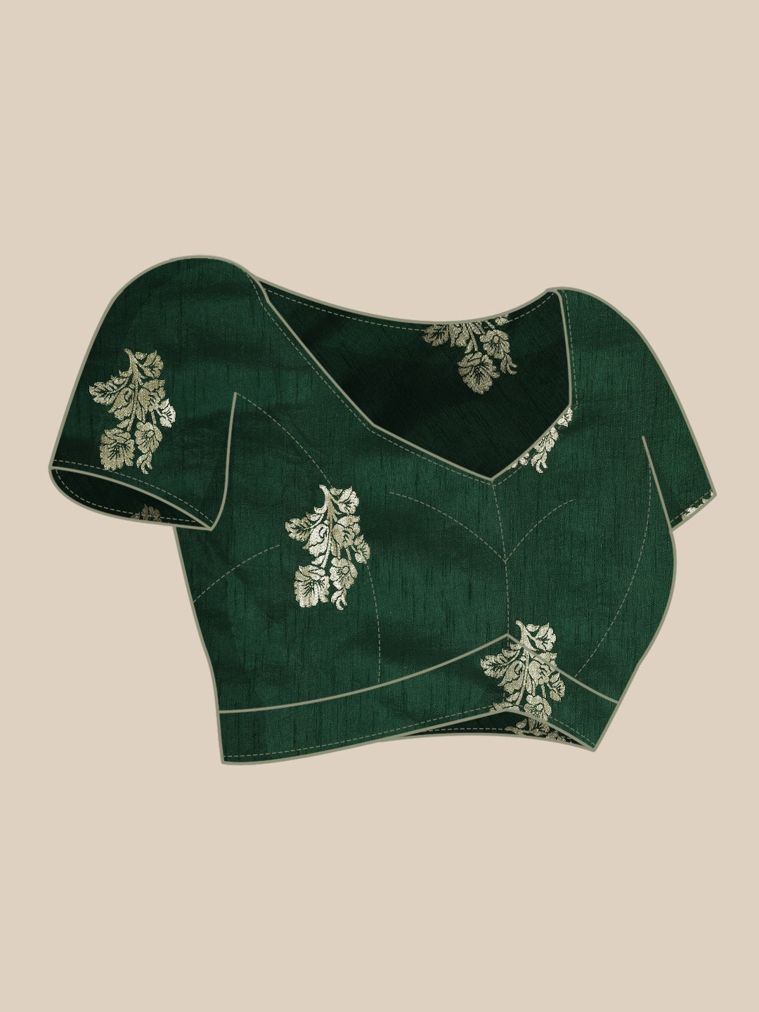 Neerus Green Banarasi woven saree - detail view 2