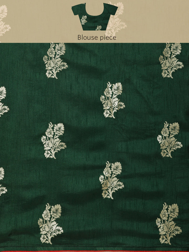 Neerus Green Banarasi woven saree - detail view 3