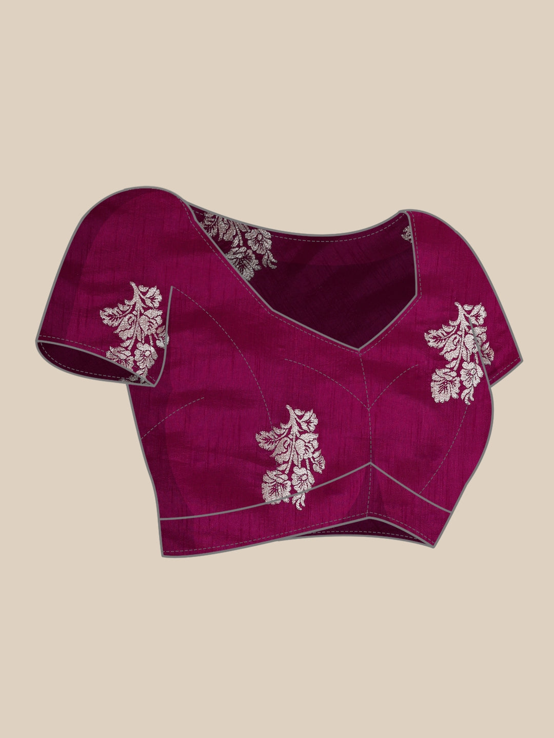 Neerus Maroon Banarasi woven saree - detail view 2
