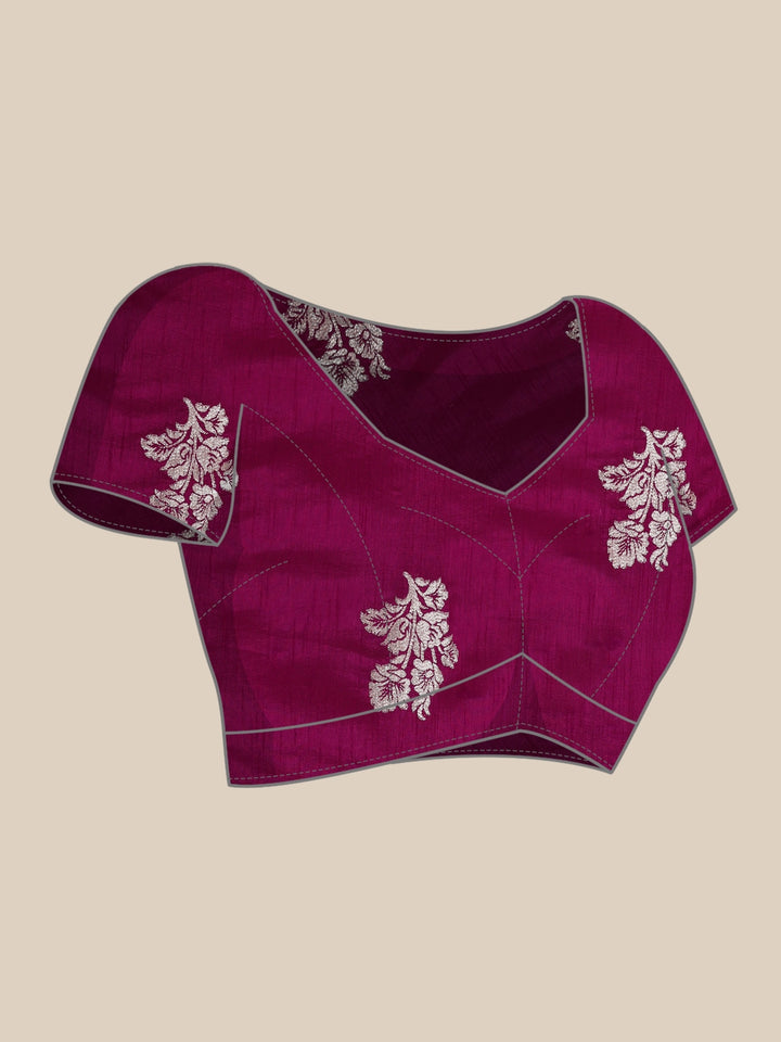 Neerus Maroon Banarasi woven saree - detail view 2