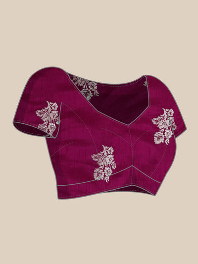 Neeru's wine color, banaras fabric saree