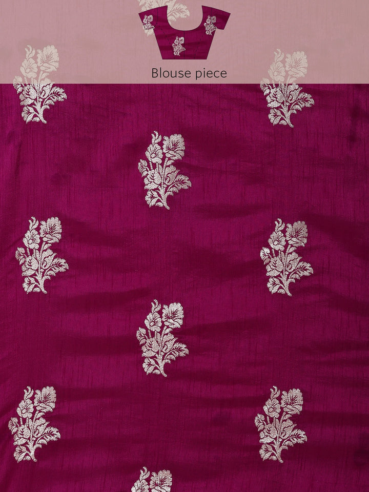 Neerus Maroon Banarasi woven saree - detail view 3