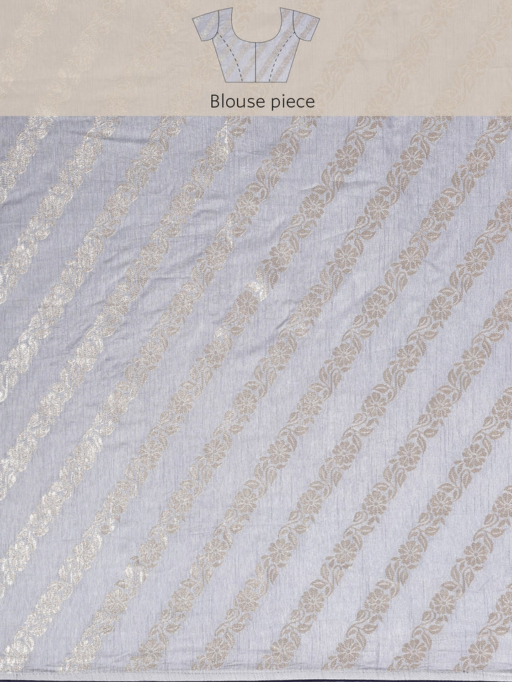 Neerus Blue Banarasi woven saree - detail view 3