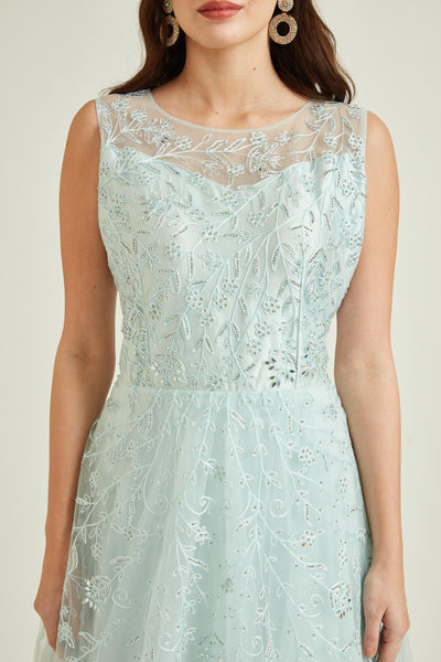 Neeru'S SKY BLUE Colour NETT Fabric GOWN