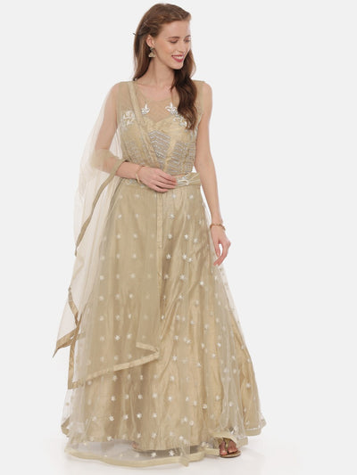 Neeru'S Khaki Embellished Lehenga Set