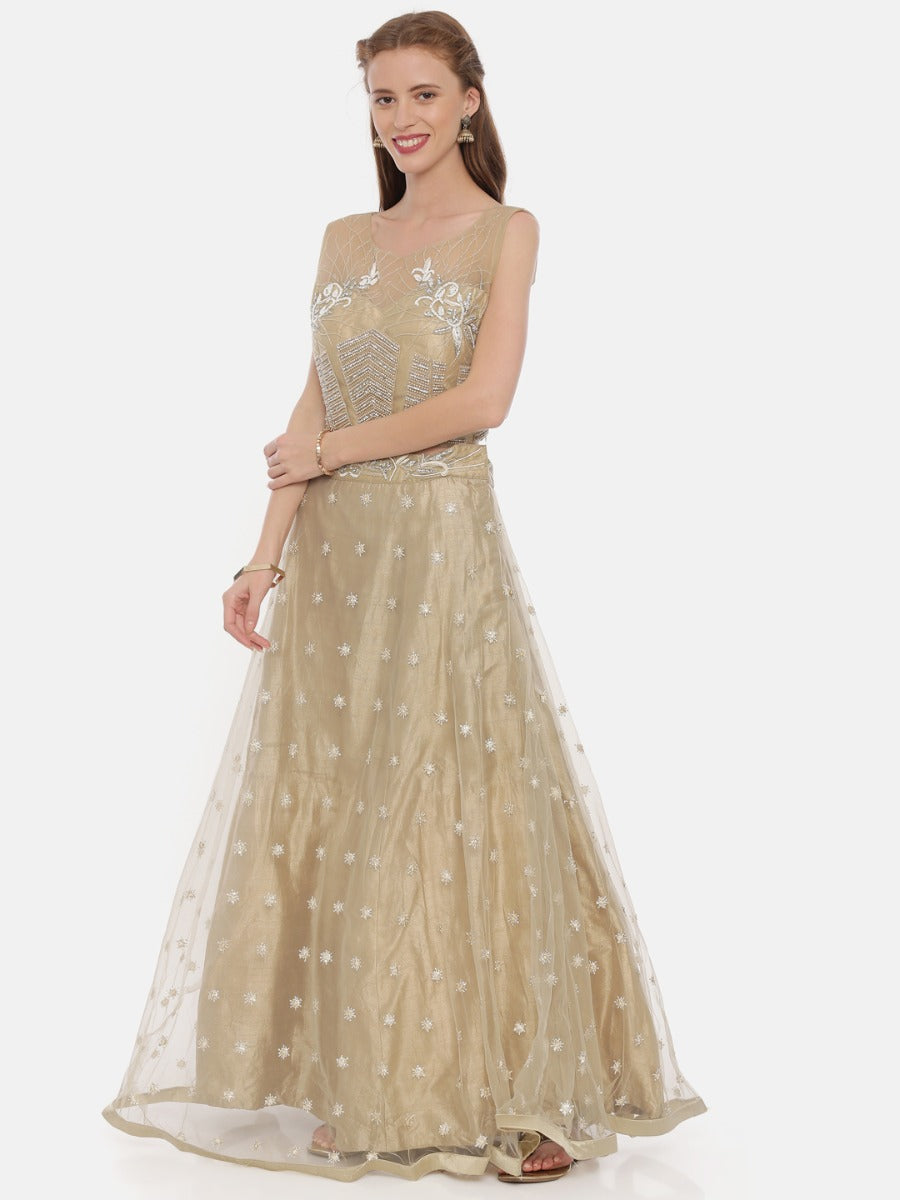 Neeru'S Khaki Embellished Lehenga Set