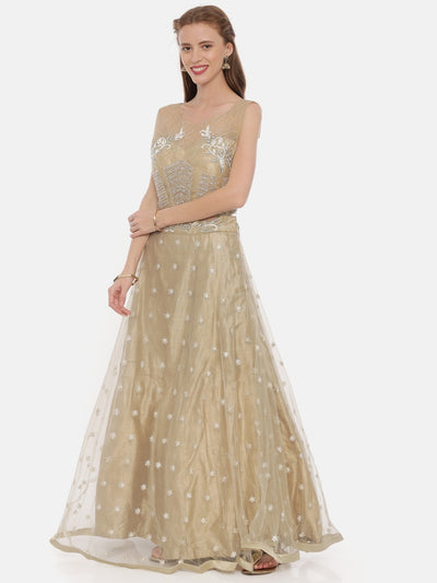 Neeru'S Khaki Embellished Lehenga Set