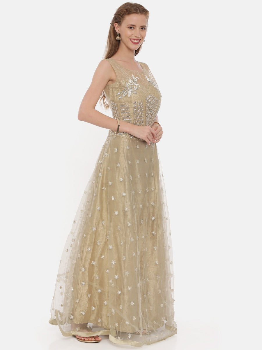 Neeru'S Khaki Embellished Lehenga Set