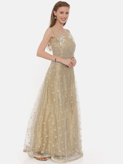 Neeru'S Khaki Embellished Lehenga Set