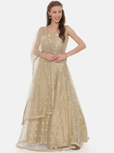 Neeru'S Khaki Embellished Lehenga Set
