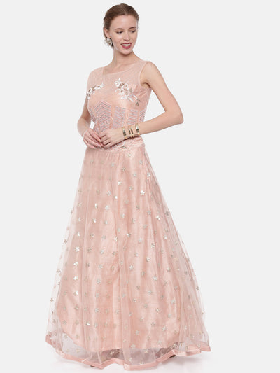 Neeru'S Peach Color Nett Fabric Ghagra Set