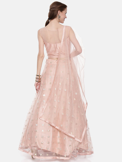 Neeru'S Peach Color Nett Fabric Ghagra Set