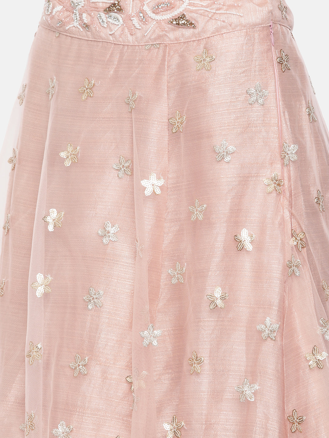Neerus Orange net embellished lehenga set - detail view 5