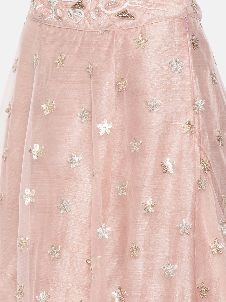 Neerus Orange net embellished lehenga set - detail view 5