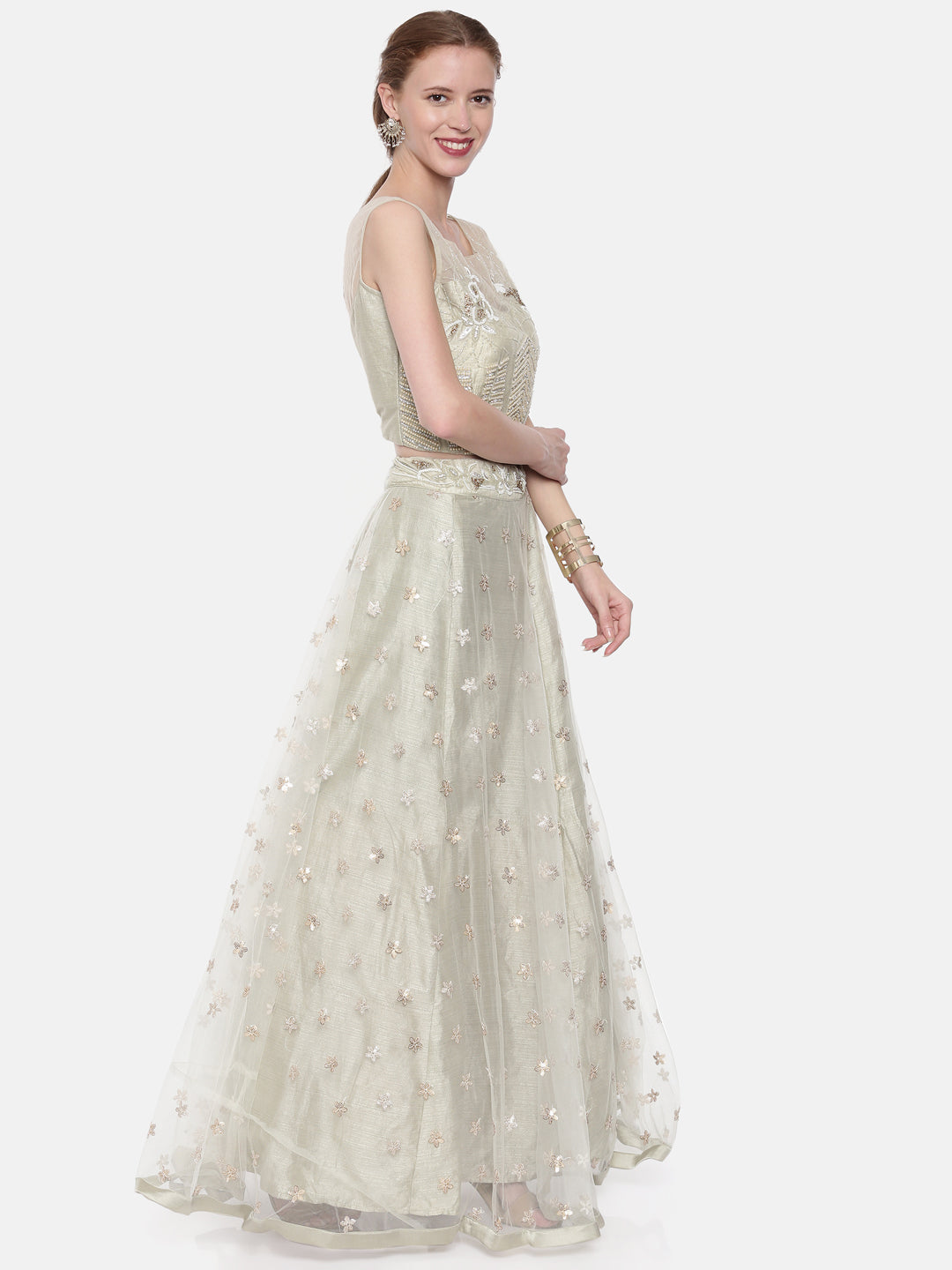 Neerus Grey Embellished Lehenga Set