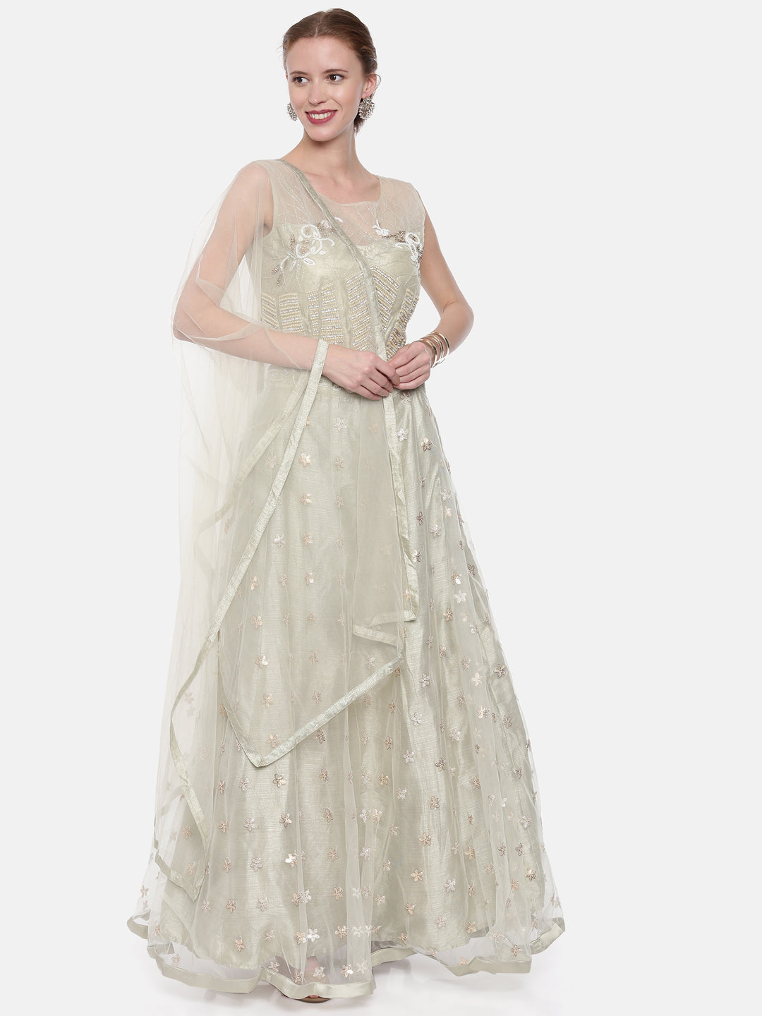 Neerus Grey Embellished Lehenga Set