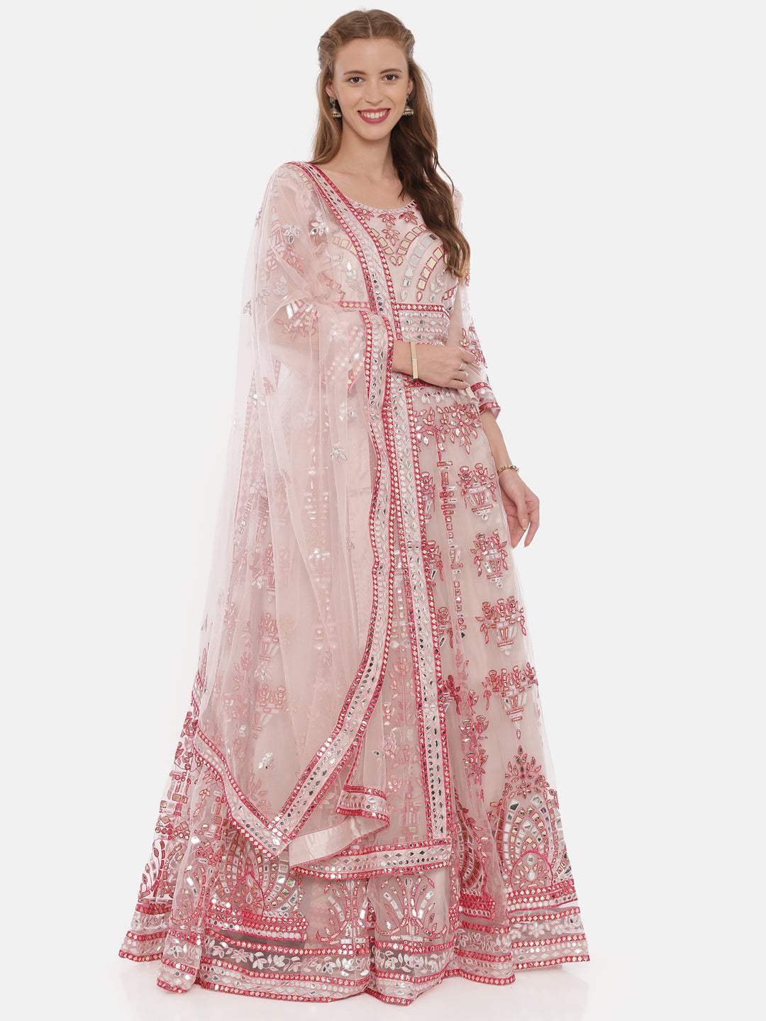 Neeru'S Pink Embellished Lehenga Set