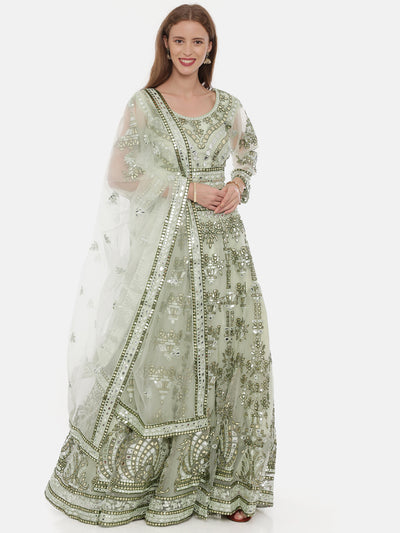 Neeru'S Green Embellished Lehenga Set