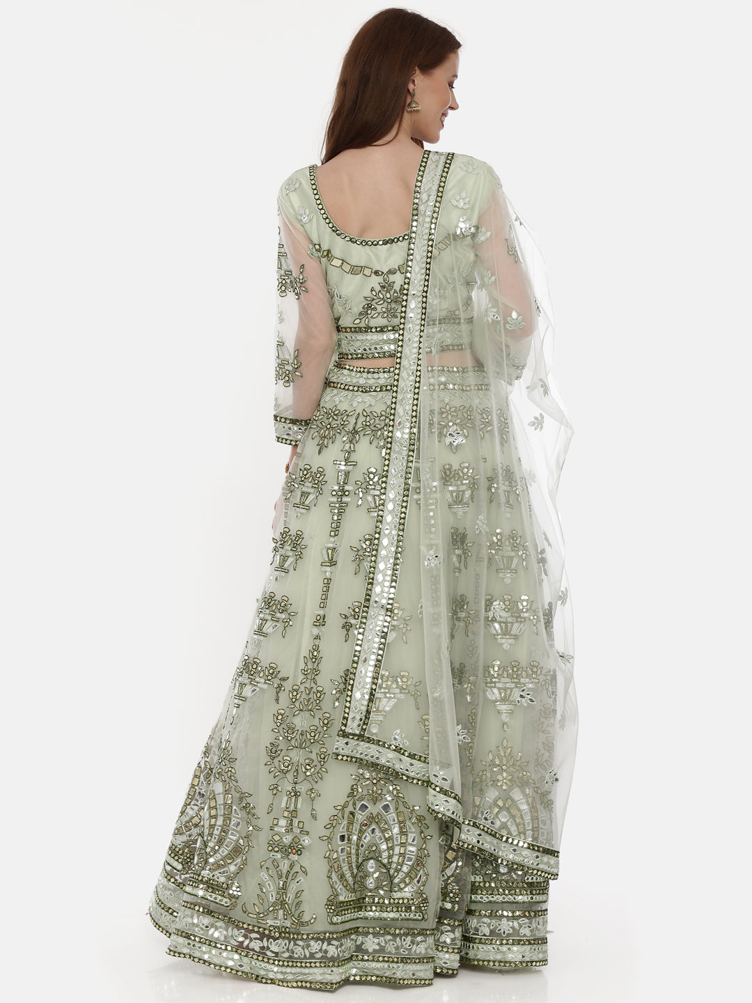 Neeru'S Green Embellished Lehenga Set