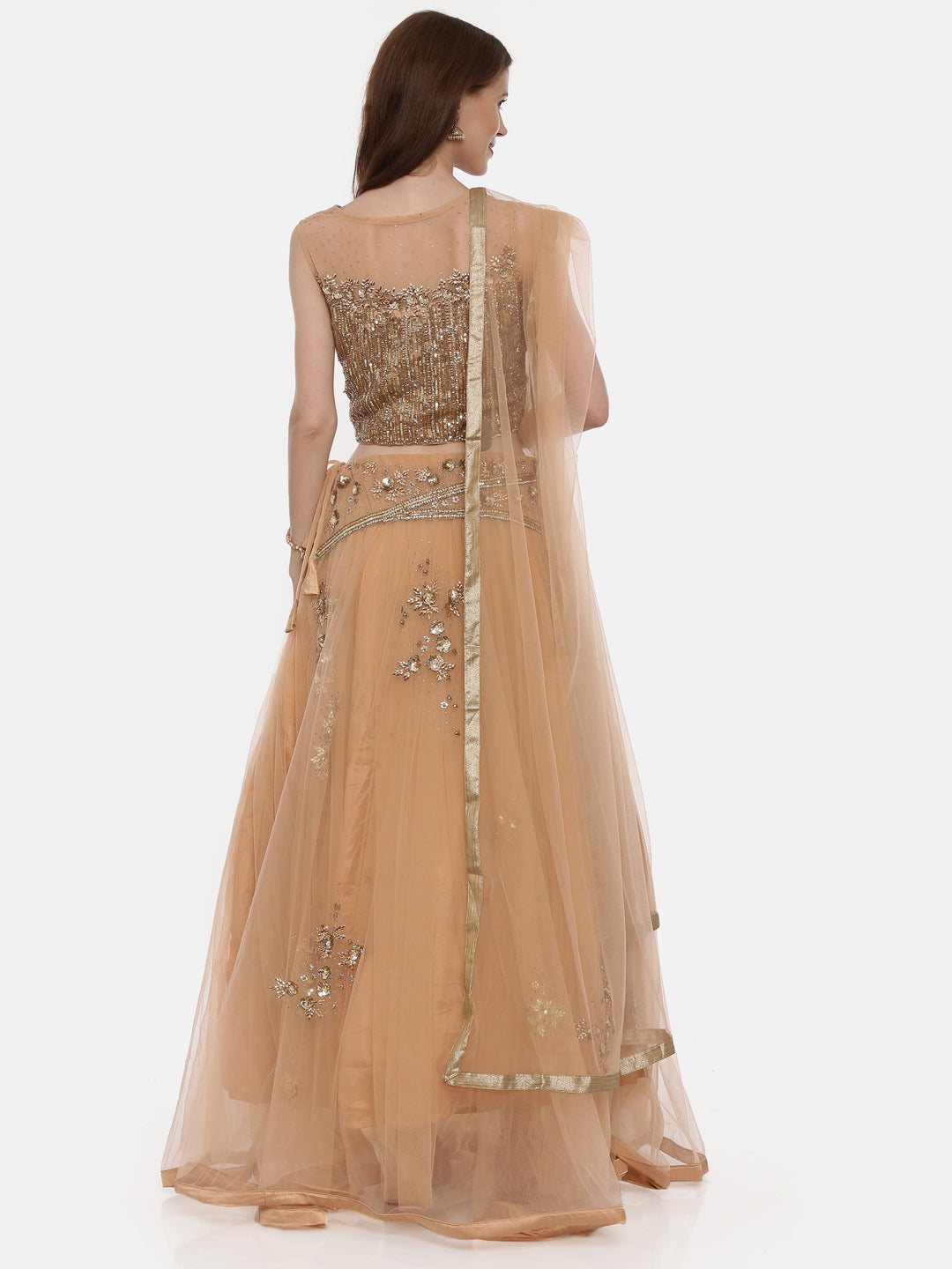 Neerus Orange Embellished Lehenga Set
