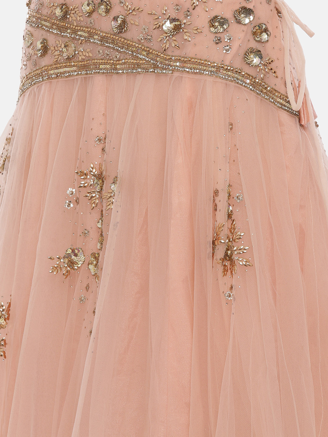 Neerus Pink net embellished lehenga ghagra set - detail view 5