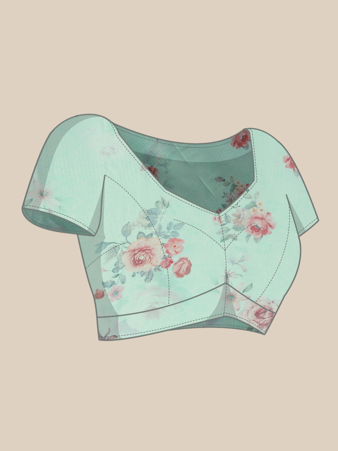 Neerus Blue Color Organza Fabric Saree