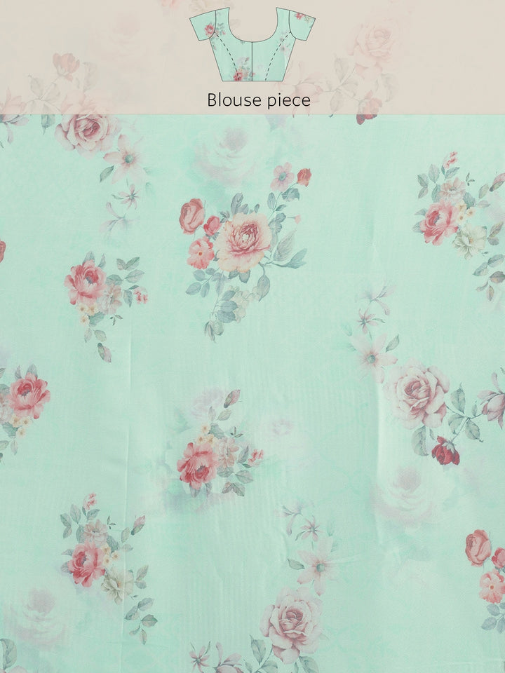 Neerus Blue Color Organza Fabric Saree