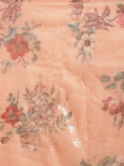 Neeru's Orange Color Organza Fabric Saree