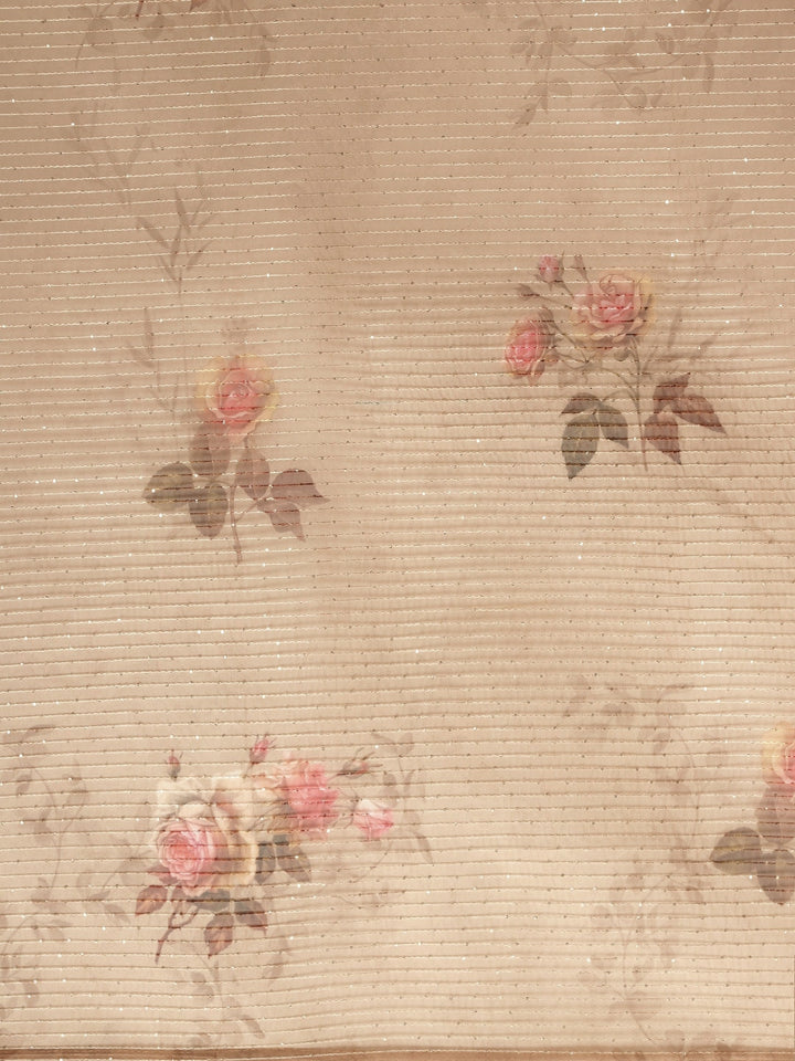 Neerus Beige Color Organza Fabric Saree