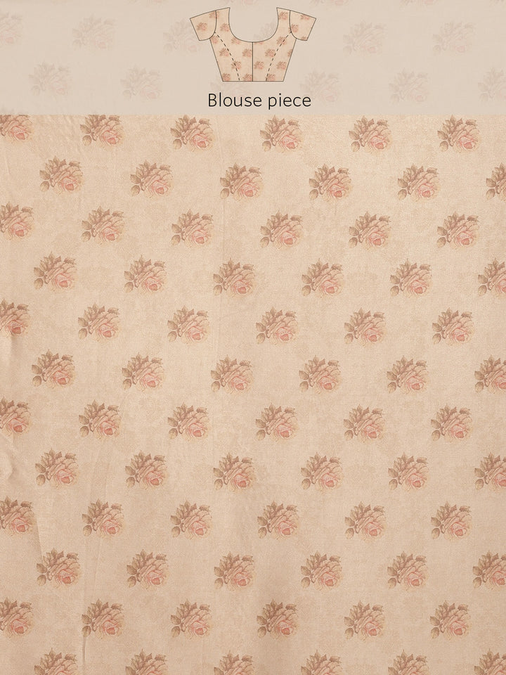 Neerus Beige Color Organza Fabric Saree