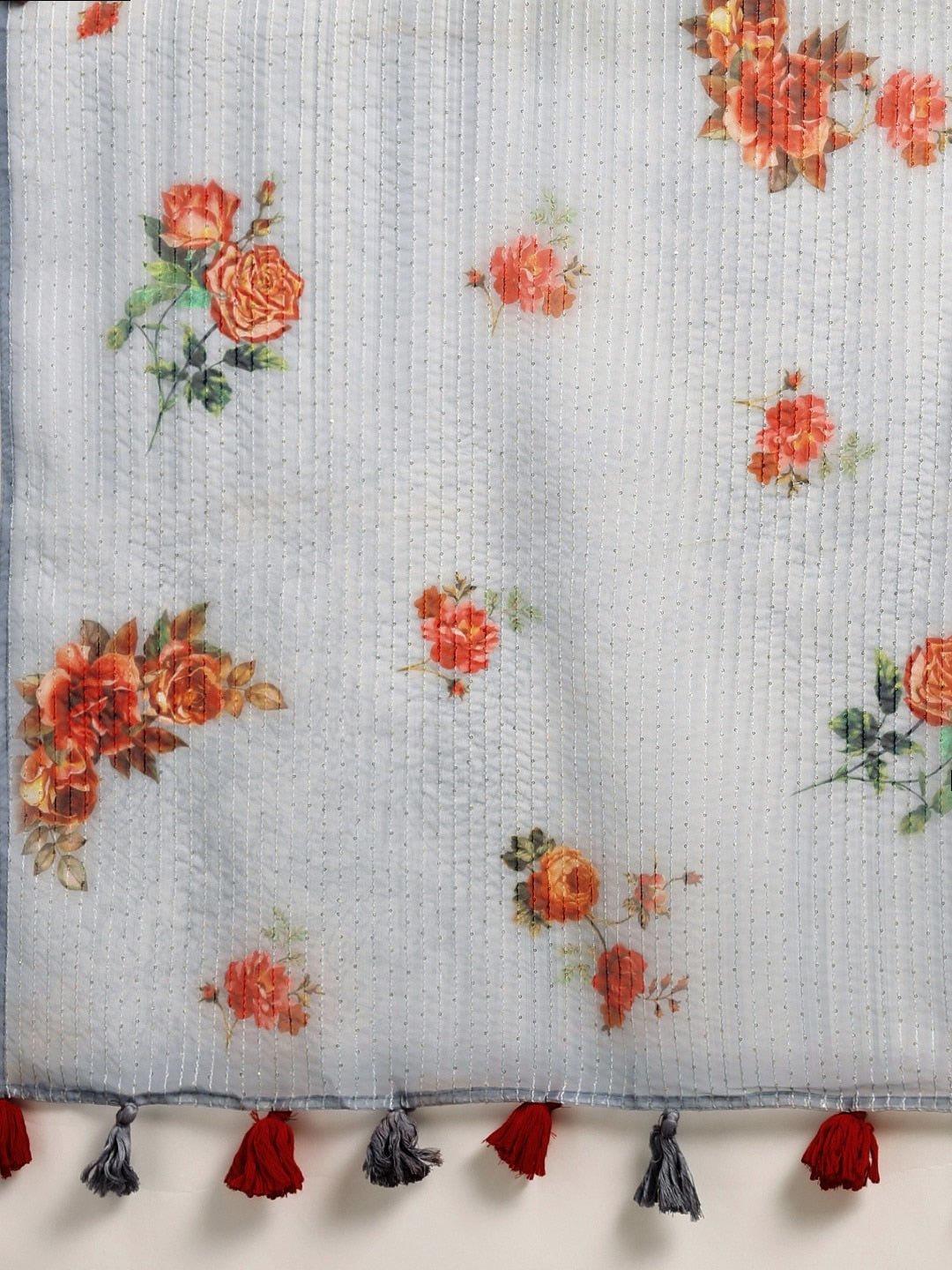 Neerus Grey Organza Saree - detail view 1