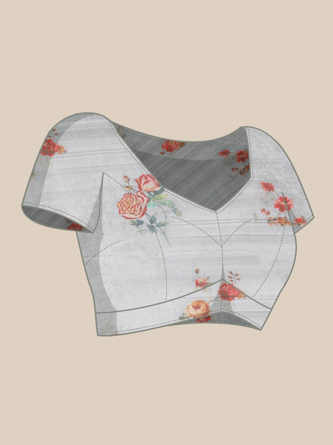 Neeru's Grey Color Organza Fabric Saree
