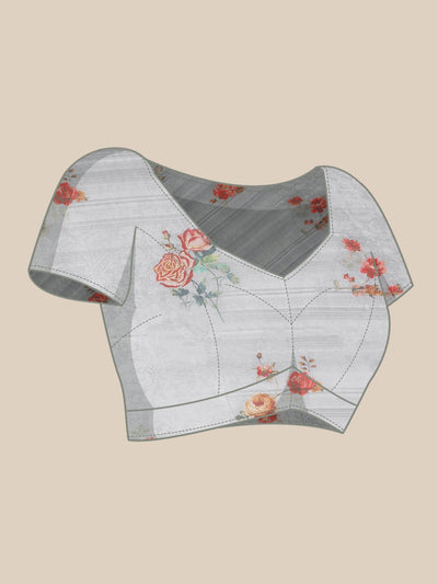 Neeru's Grey Color Organza Fabric Saree