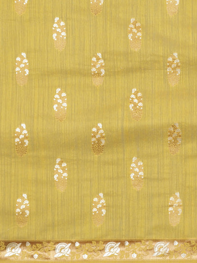 Neerus Mustard Yellow  Golden Silk Cotton Printed Saree