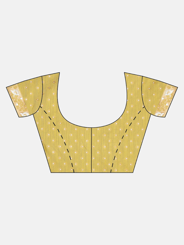 Neerus Yellow Banarasi printed saree - detail view 2