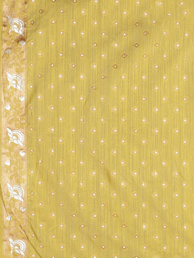 Neerus Mustard Yellow  Golden Silk Cotton Printed Saree